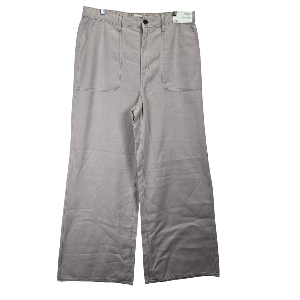 NWT Highest Rise Wide Leg Twill‎ Womens Pants Size 16 Cream Grunge  Y2K Pockets